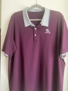 adidas Men's Burgundy Polo with Light Gray Contrast Collar
